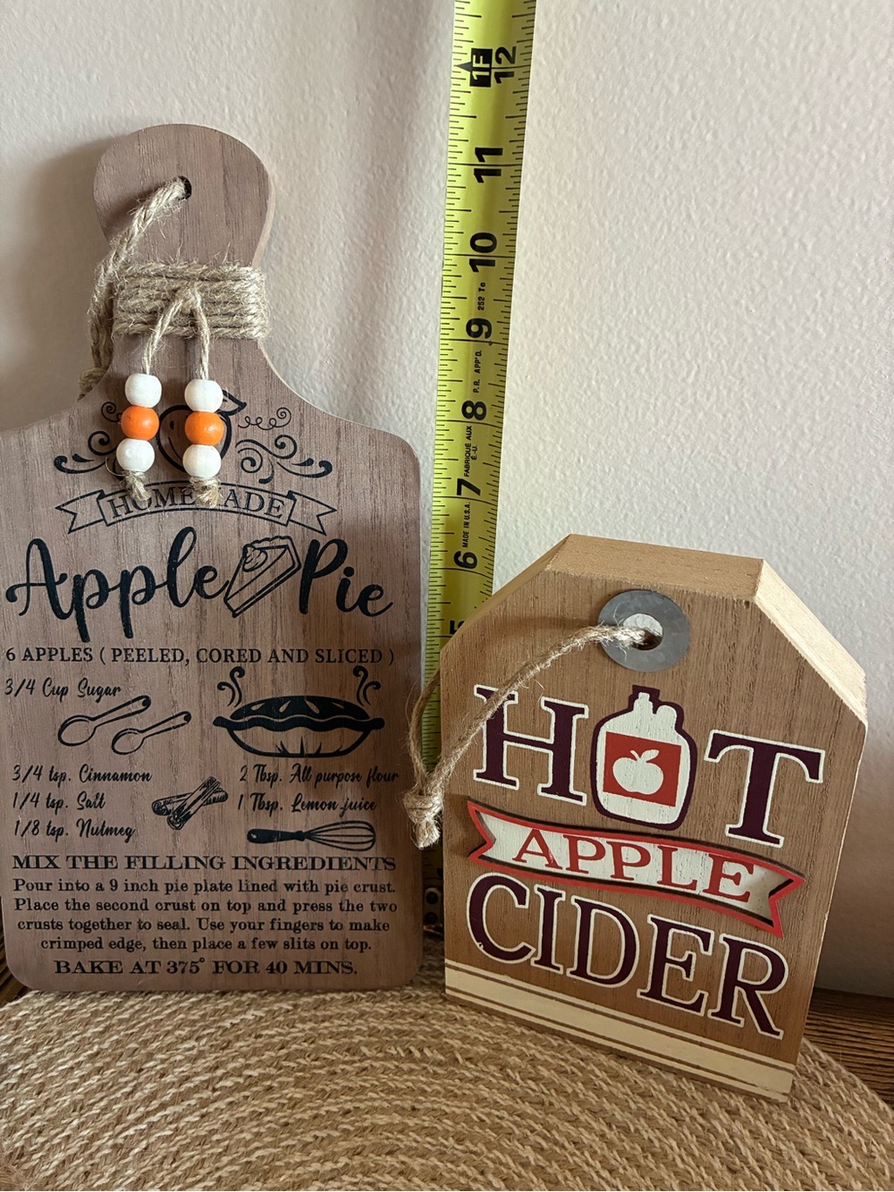 Rustic Apple Pie & Cider Wall Decor Set - Neutral Brown and Red - Picture 8 of 9